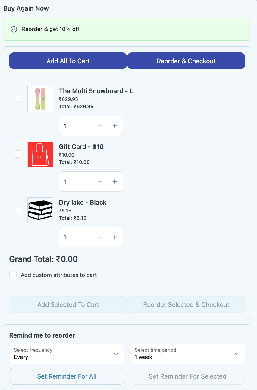 Buy Again - Reorder & Reminder